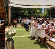 alumnos en la ermita de Schoenstatt