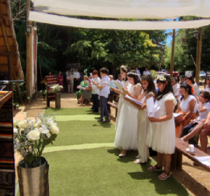 alumnos en la ermita de Schoenstatt